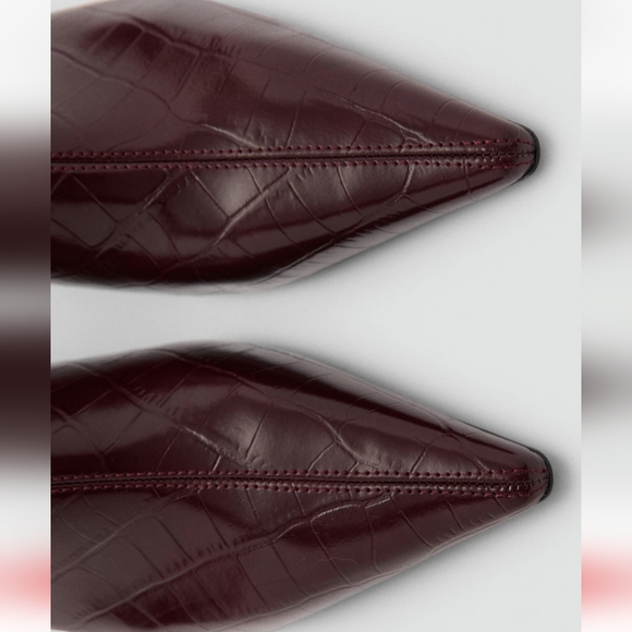 Mango Burgundy Croc Ankle Booties - Picture 2 of 5